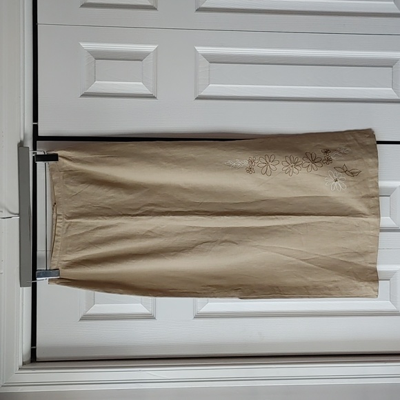 Vintage Dresses & Skirts - Vintage Linen Blend Embroidered Midi Maxi Skirt Size 4P